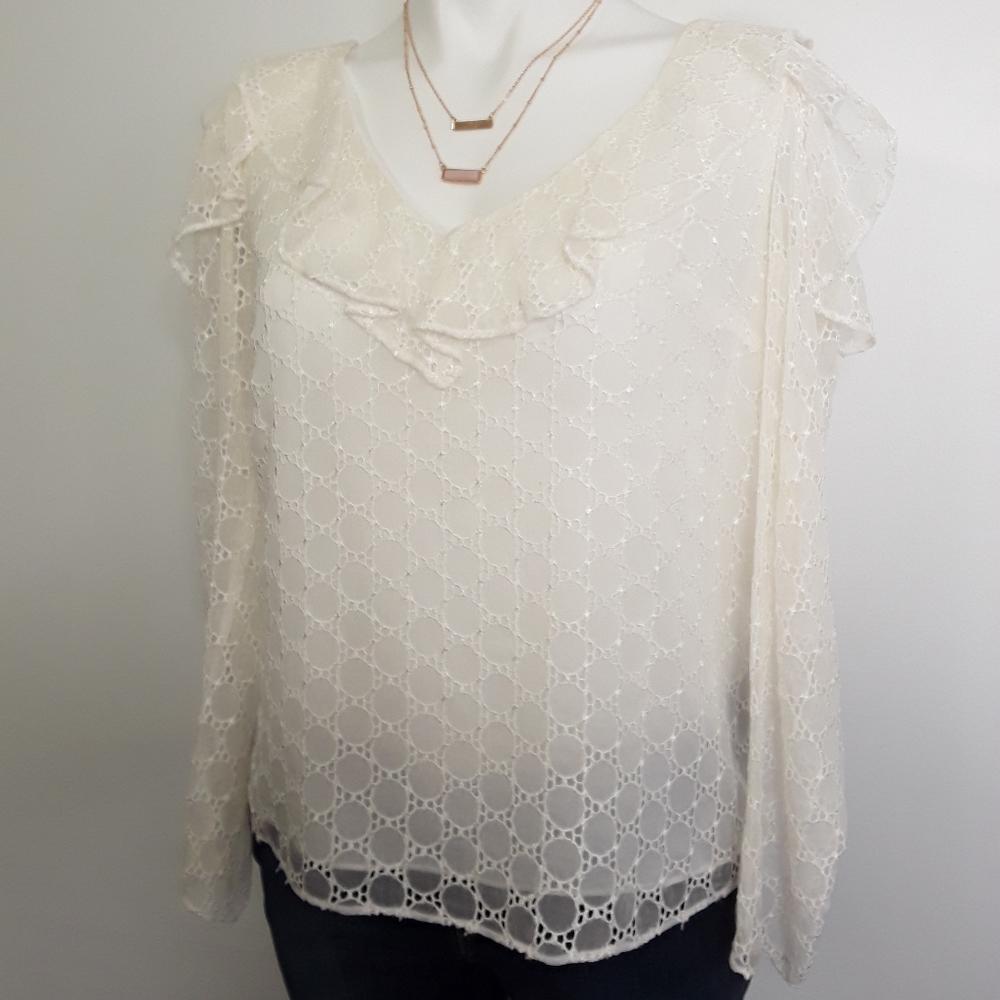 Club Monaco White Cold Shoulder Volty Silk Top EUC sz S - Picture 8 of 13